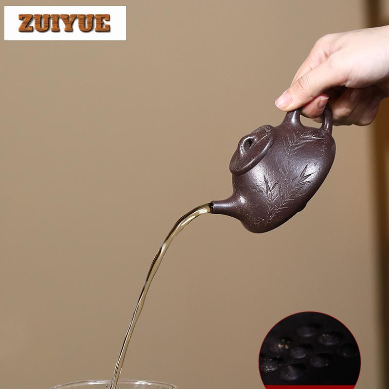 150ml Antike Yixing Lila Ton Teekannen Handgefertigter Stein Schöpfkrug Rohmaterial Schwarzes Gold Schlamm Kessel Zisha Teegeschirr Bastelbedarf Cha