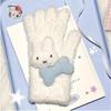 Miffy Rabbit sea salt blue bone girly gloves, cute plush and faux mink, warm split-finger gloves for women