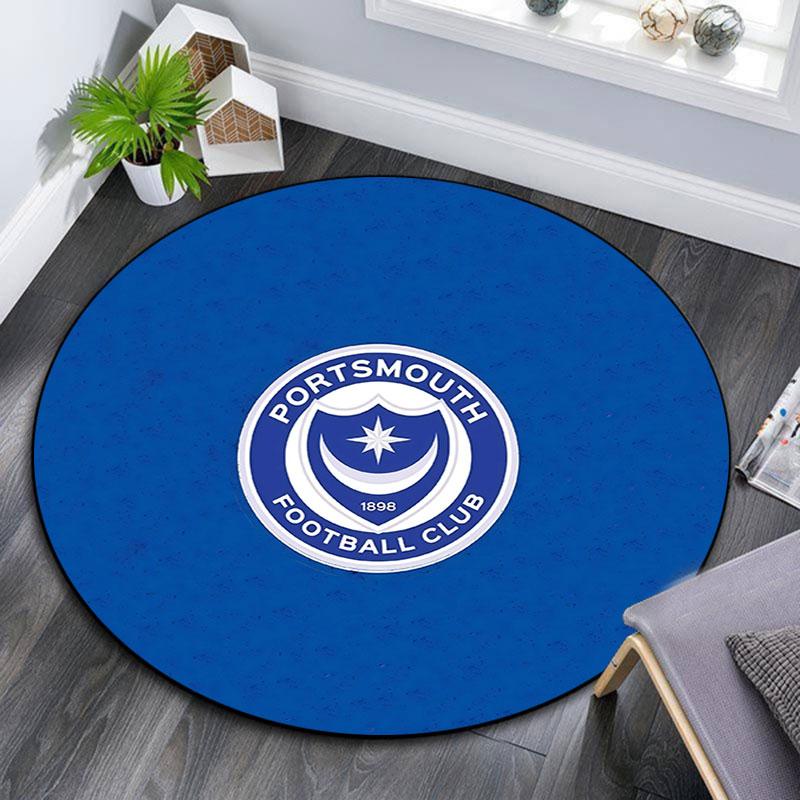 Portsmouth F.C,Round Area Rug,Carpet Rug for Living Room Bedroom Sofa Playroom Decor,Non-slip Floor Mat