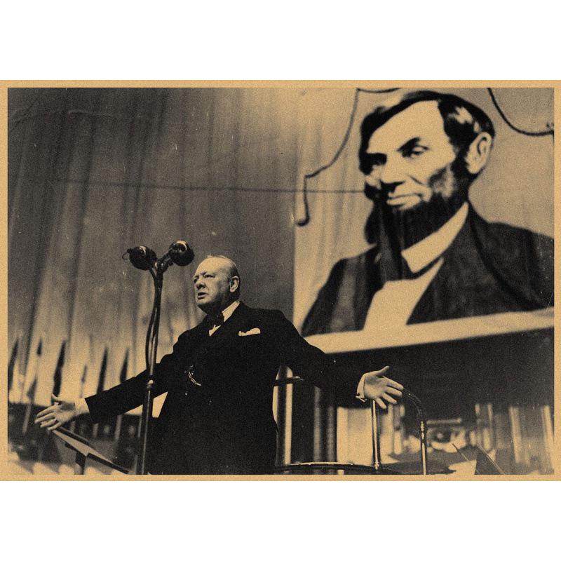 Großes inspirierendes Winston Churchill Retro Kraftpapier Poster für die Wanddekoration im Studentenwohnheim