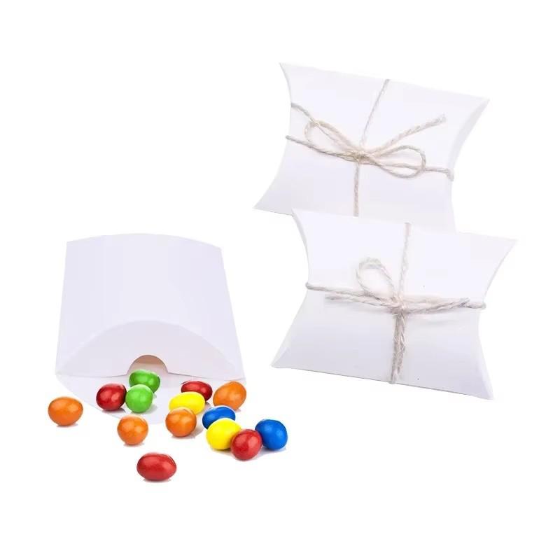 20pcs Mini Candy Box Folding Paper Pillow Type Wedding Gift Box Thank You Tag Festival Gathering Gifts Party Favors TMZ
