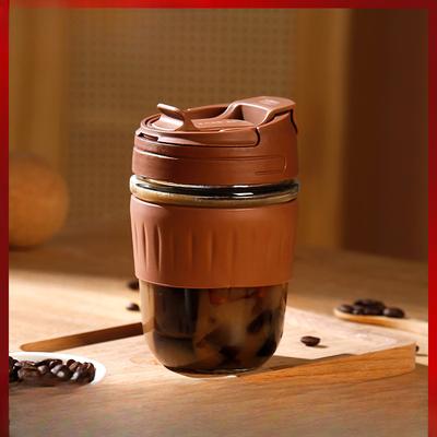 Glas Dubbelväggig Mugg Bärbar Sugrör Vattenmugg Kaffemugg Presentmugg