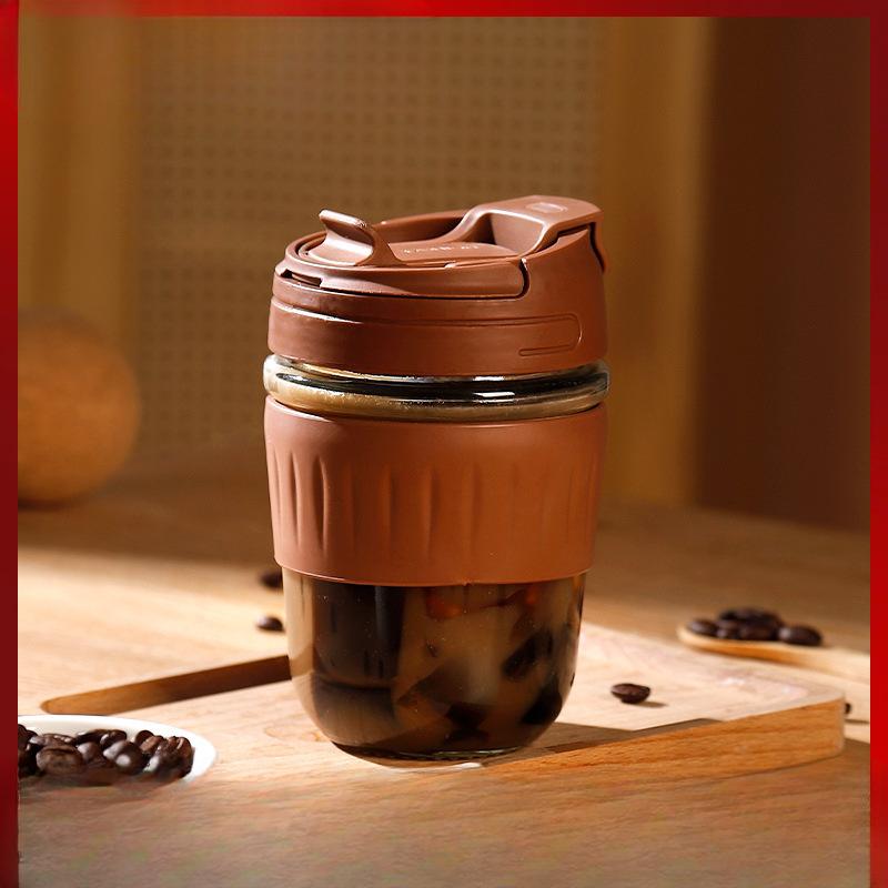 Pahar de sticlă cu băutură dublă, portabil, cu pai, pahar pentru apă, ceașcă de cafea, ceașcă cadou
