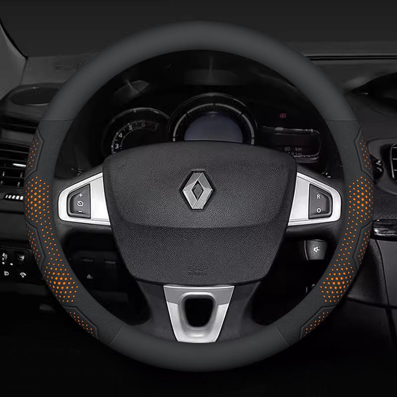 

For Renault Clio Megane 3 Scenic Laguna Logan Kadjar Kangoo Sandero CAPTUR DUSTER Carbon fiber Suede Car Steering Wheel Cover