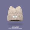 Knitted Cat Ear Letter Beanie Hat For Women Winter Warmth Casual Style