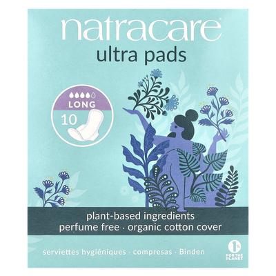 Ultra Pad, Organic Cotton Cover, Long, Pack of 10