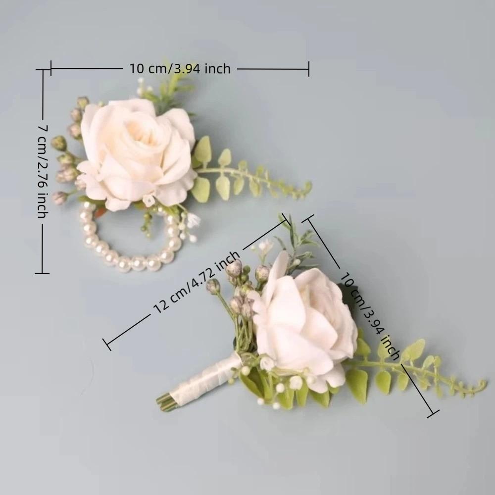 Elegant Boutonniere Flowers Exquisite Wrist Corsage Brooches Wedding Accessories Groom Attire