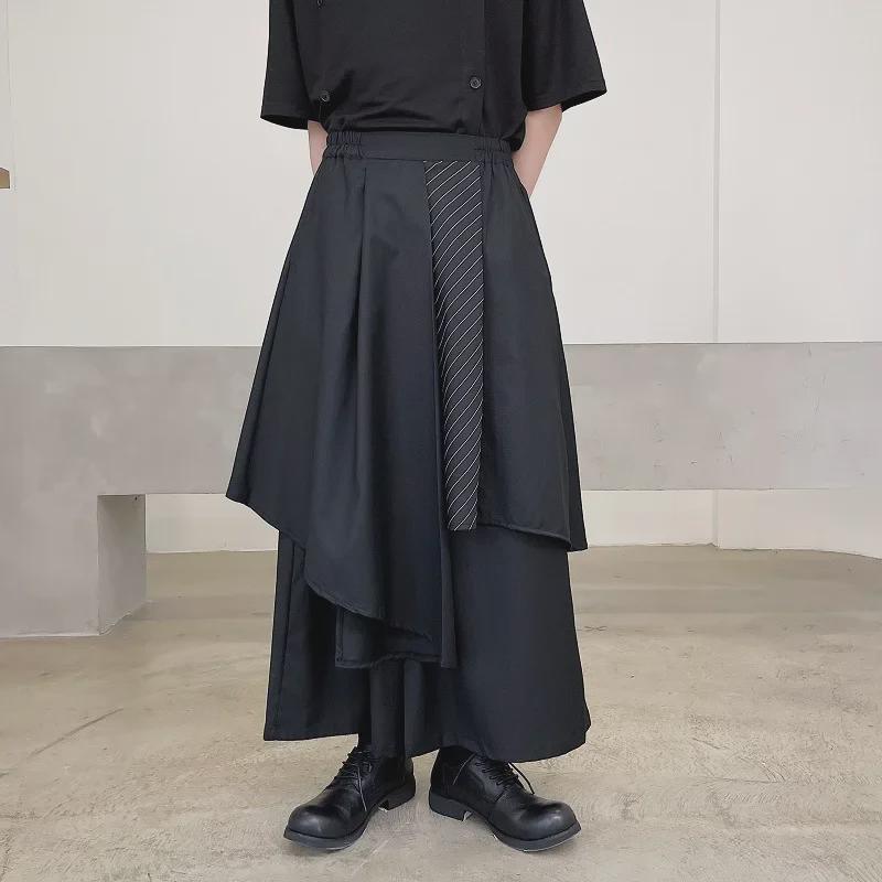Yohji Yamamoto Men's Japanese-Style Ribbon Kendo Samurai Skirt Pants - Dark, Irregular Summer Design