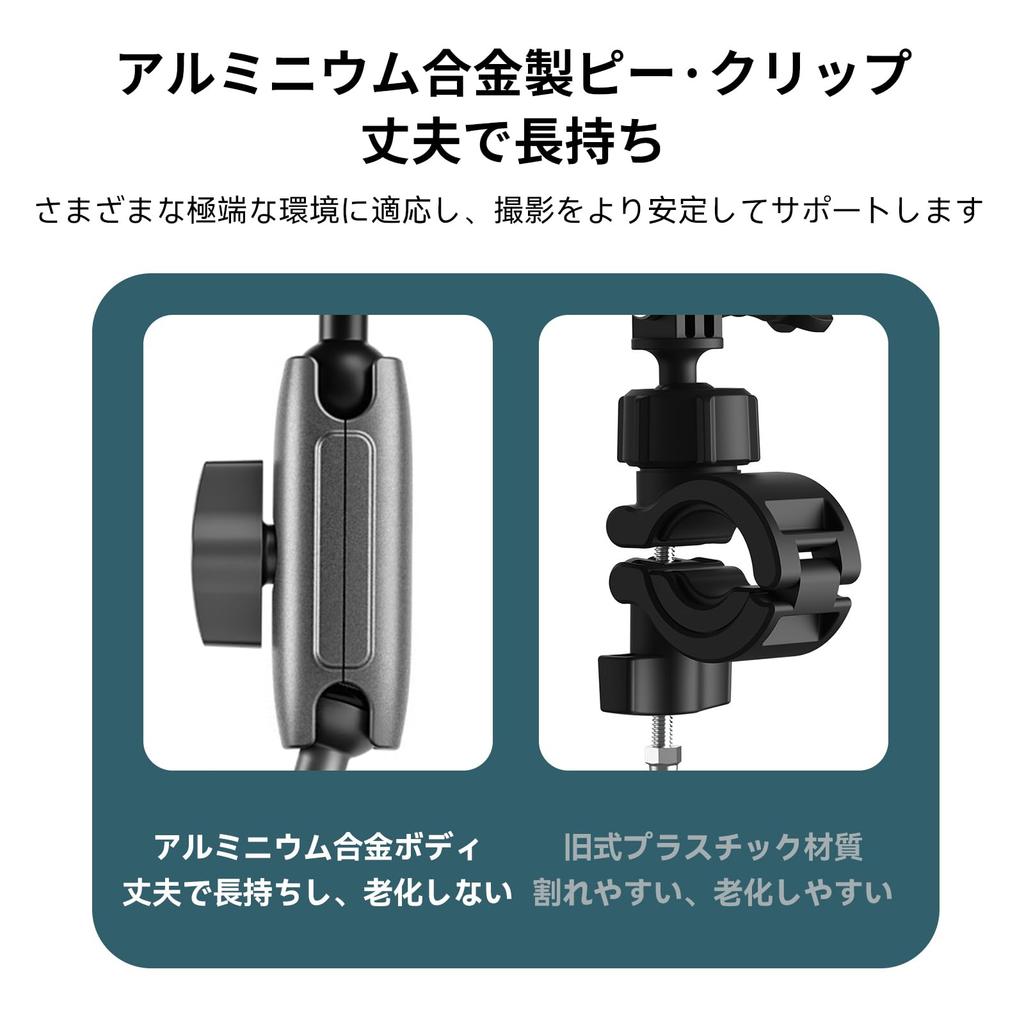 TELESIN Camera Mount for Motorcycles and Camera Aluminum Super Action Camera GoPro Pipe Shooting Compatible with DJI Osmo Digital Android and LCD