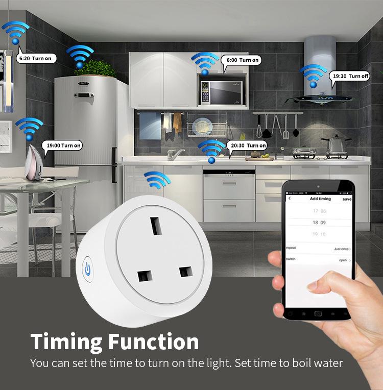 UK Graffiti Smart Socket 16A: WiFi Remote Control, Metering, Timer, Alexa Voice Compatible