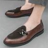 Monk Strap Loafers New Men's Pointed Mix Patchwork Leather Shoes For Male Designer Formal Wedding Prom Dress Homecoming Footwear