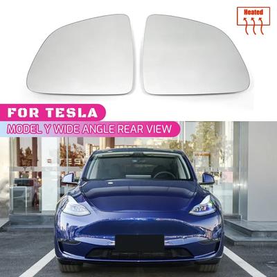 For Tesla Model Y    Model True 1000R Side Rearview Mirror Glass Lens 1 Pair Wide View Heated Model Y Wing