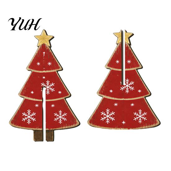 Charming Christmas Party Table Decor Wooden Tree Tabletop Decoration, Rustic 3D Interlocking Ornaments, Vintage Durable Festive Shop Window
