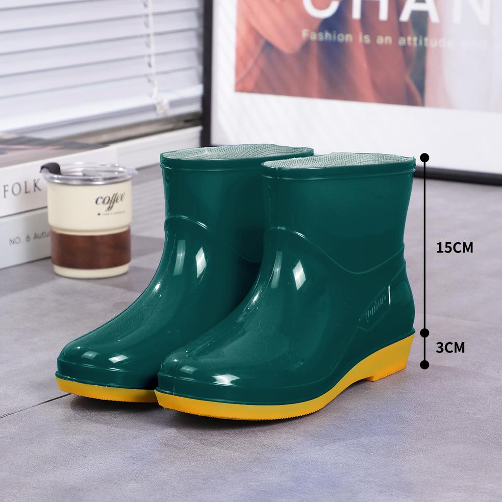 New high tube fashion rain shoes women's thick-soled non-slip and wear-resistant kitchen car wash rubber shoes velvet thermal overshoes