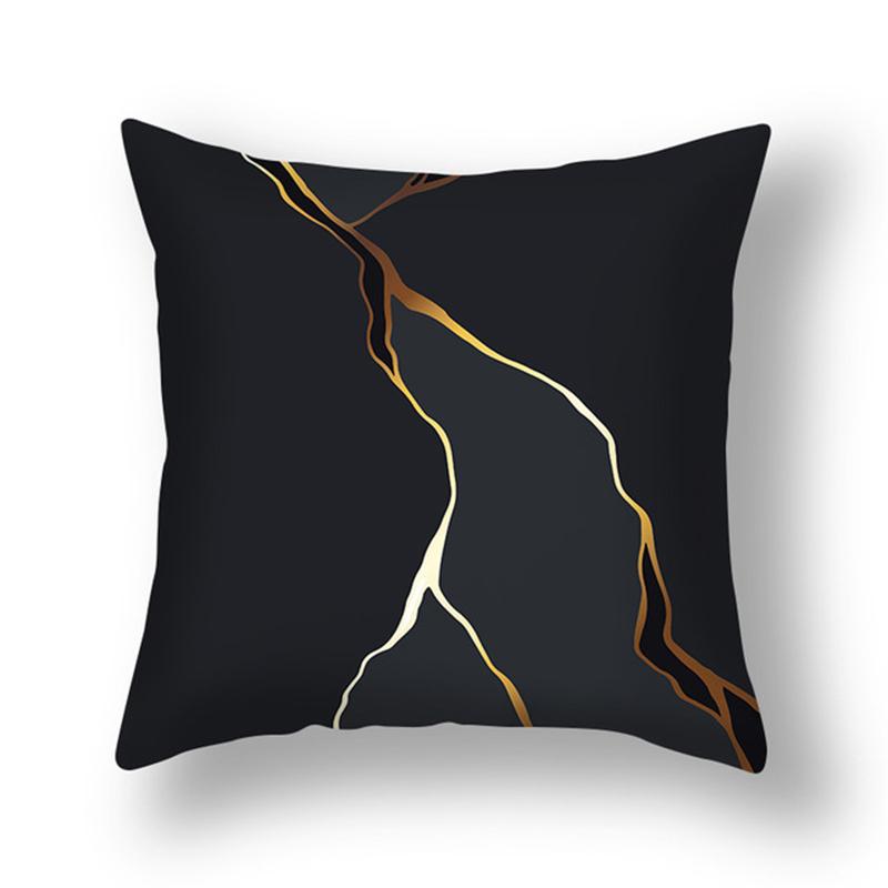 Modern Light Luxury Pillowcase Black Gold Leaf Abstract Plant Sofa Bedside Cushion Cover 45x45cm Car Home Decoration Pillowcase