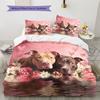 Pink Pitbull Pattern Bedding Home Decoration Birthday Gift (1 * duvet cover + 2 * pillowcase, without core)