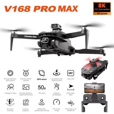 Nový profesionální dron V168 8K 5G GPS/Optical Flow HD letecké fotografování ESC Duální kamera WIFI FPV Hračka pro vyhýbání se překážkám bezkomutátorový motor