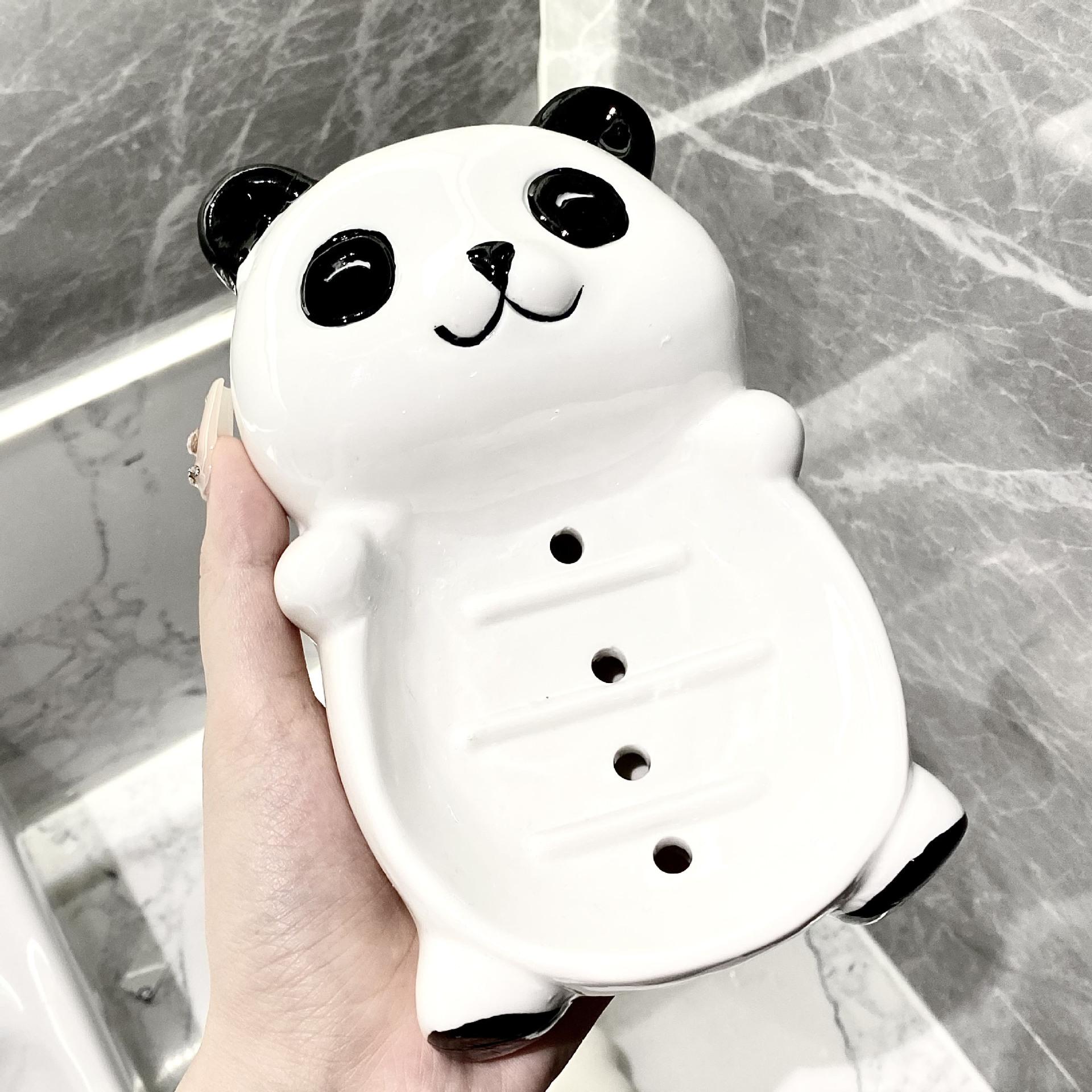 

Милая мыльница в виде панды, туалетный столик, слив для слива удобрений, мыльница, керамическая емкость для хранения, декор для ванной комнаты, аксессуары для украшения дома, искусство