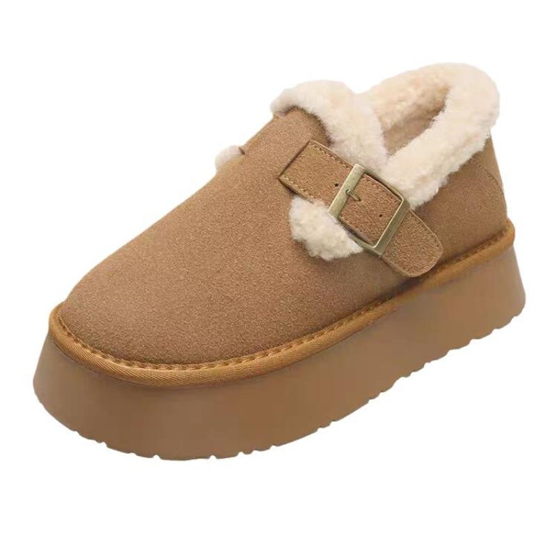 Thick-soled Snow Boots Women's Winter Velvet Warm Loafers Cotton Shoes New One-pedal Retro Women