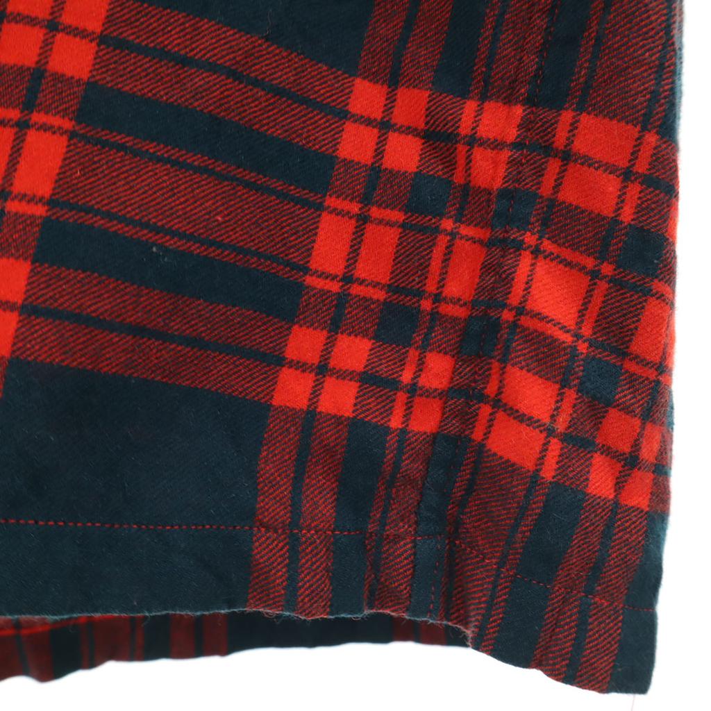60s vintage Check Pattern Long sleeve Open collar shirt M Red Men's Used