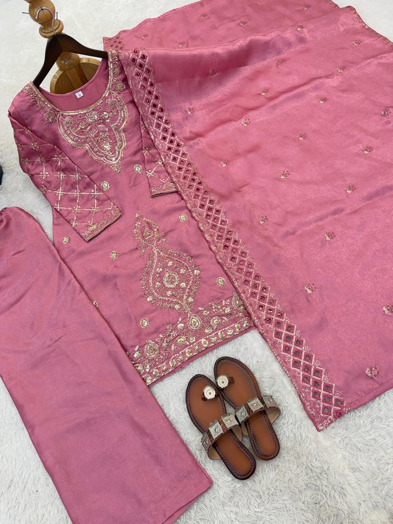 Damen Bollywood Salwar Kameez Palazzo Dupatta Set Indischer Designer Ethnisch Ausgefallen Seiden Salwar Anzug