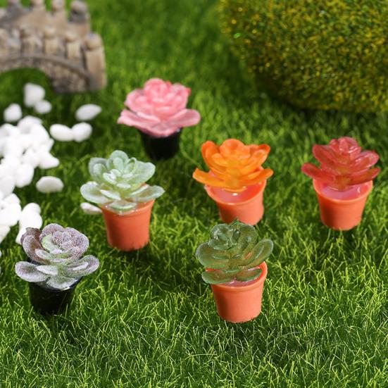 

6 шт./компл., искусственные сочные изысканные твердые смолы, реалистичные портативные искусственные растения для повседневного использования