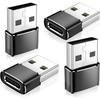 4-Pack USB C To USB a Male Adapter Type-C OTG Converter for Car Charger Fast Charging Data Sync Compatible with iPhone15 16 17 3