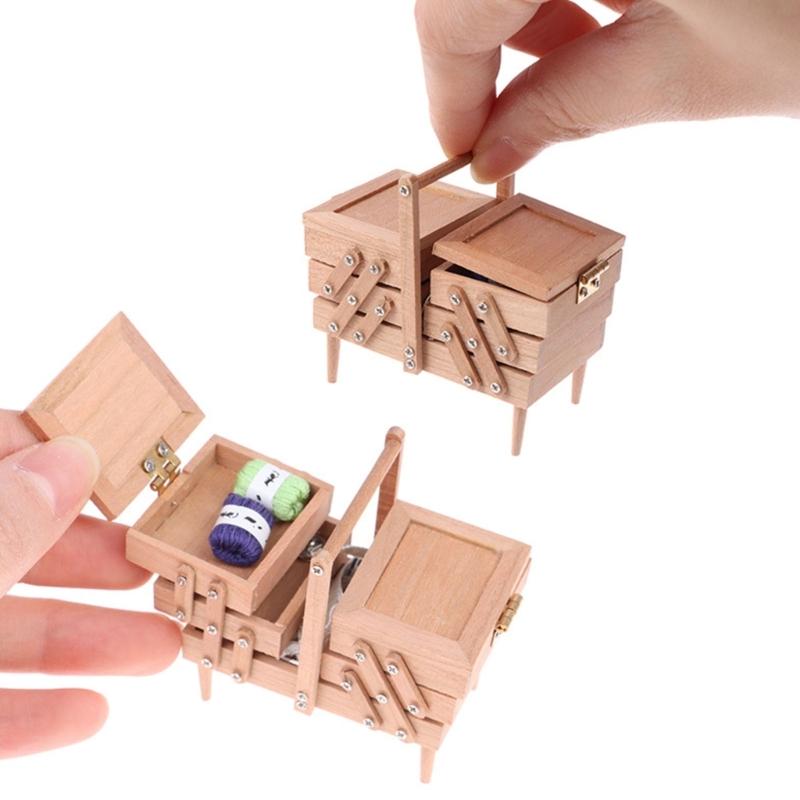Retro Sewing Tools Thread Organizer Mini Furniture With Functional Design For Dollhouses Display