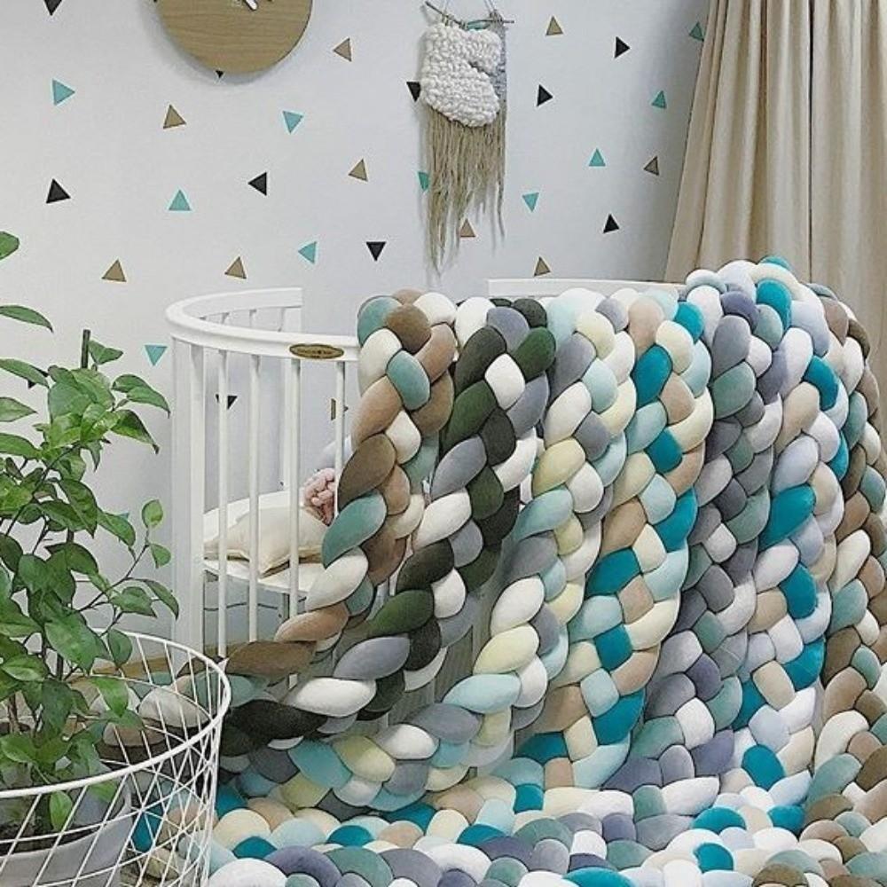 Handmade Bed Bumper Soft Plush Braided Pillow Baby Crib Bumper Crib Protector Baby Bed