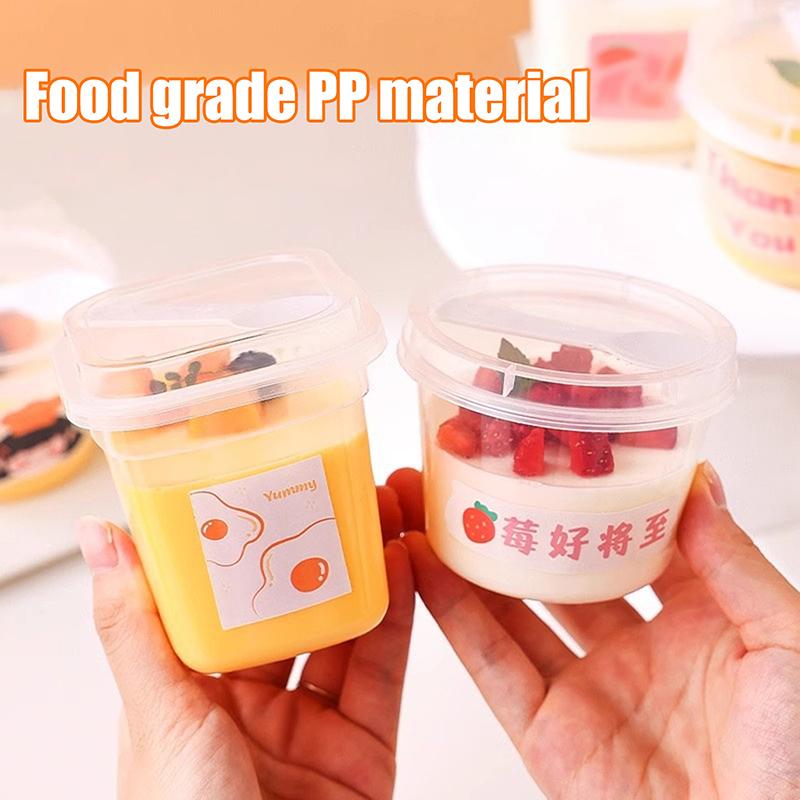 10Pcs Dessert Cup With Spoon With Lid Transparent Cups For Dessert Ice Cream Pudding Yogurt Cups Mousse Cake Box Container!