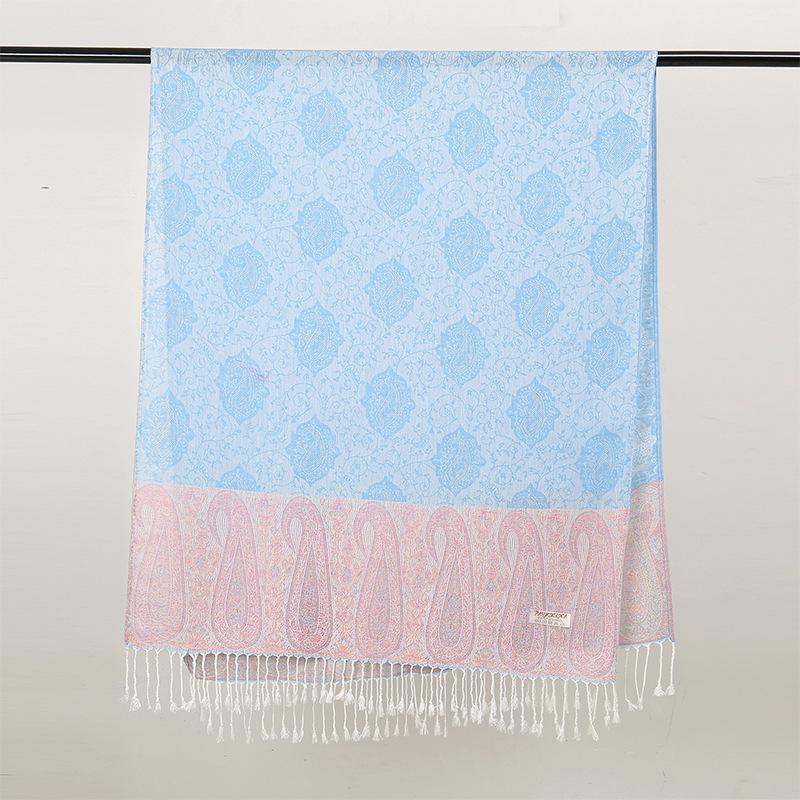 Jacquard Retro Ethnic Style Human Cotton Cashew Shawl Spring And Autumn Fringed Long Decorative Scarf