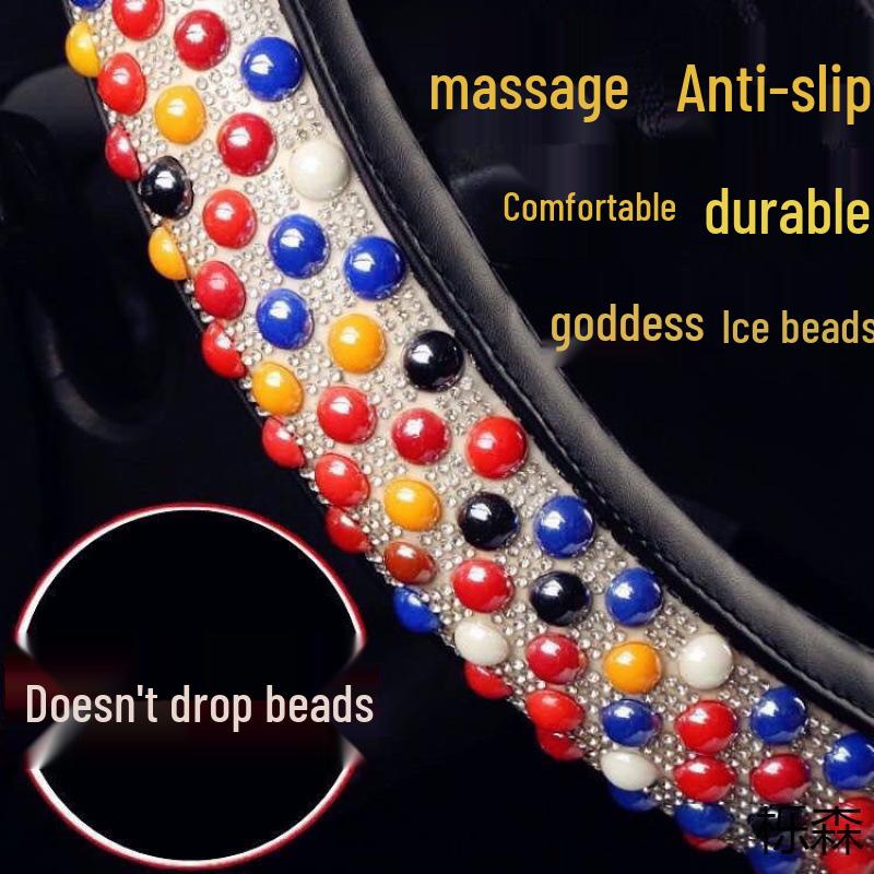 Women's Ceramic Ice Bead Diamond Steering Wheel Cover - Non-slip, Universal, Four Seasons