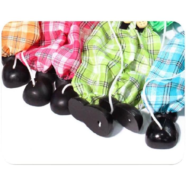 MISS. CHEN 7&7 2 Packs Clown Marionette Puppet Toy String Puppet for Funny Parent-Child Interactive Toy Wooden Doll Family Pretend Play Puppetry