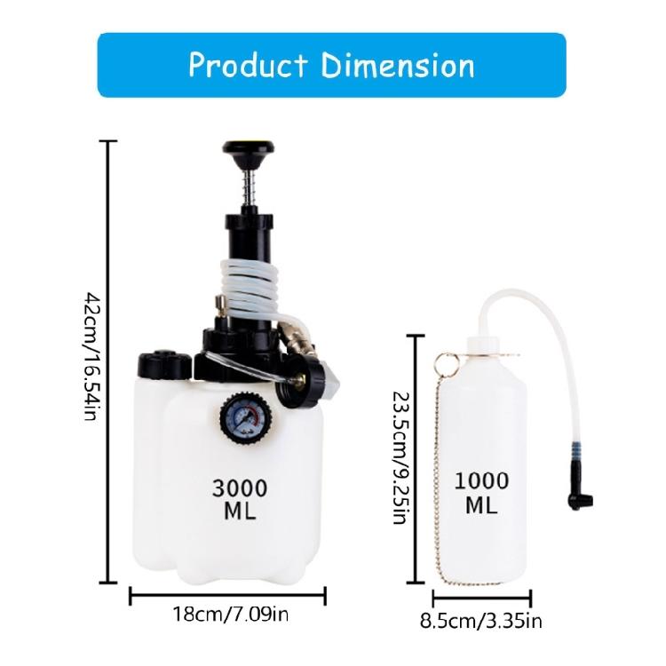 Motorcycle Brake Bleeder 3L Capacity 4 Size Adapters Automatic Suction Tool Brake Oil Service for Garage Maintenance