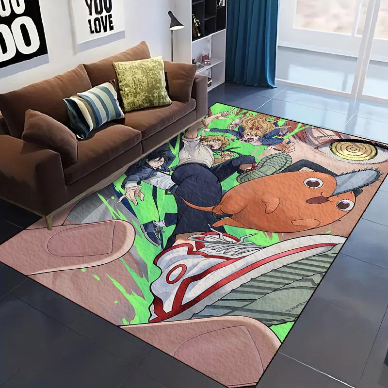 Chainsaw Man Anime Washable Non-Slip Rug Carpet Larget Floor Mat Bedroom Home Decor LXR178