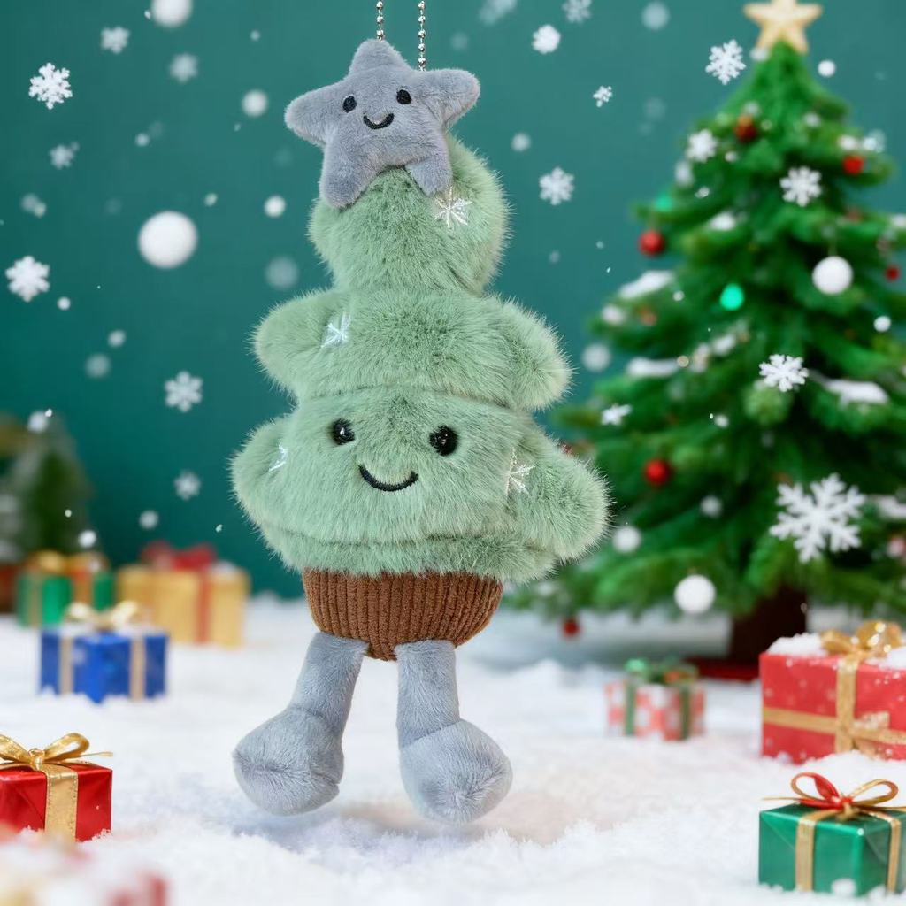Christmas Tree Plush Toy With Snowflake And Star Decorations For Holiday Gift