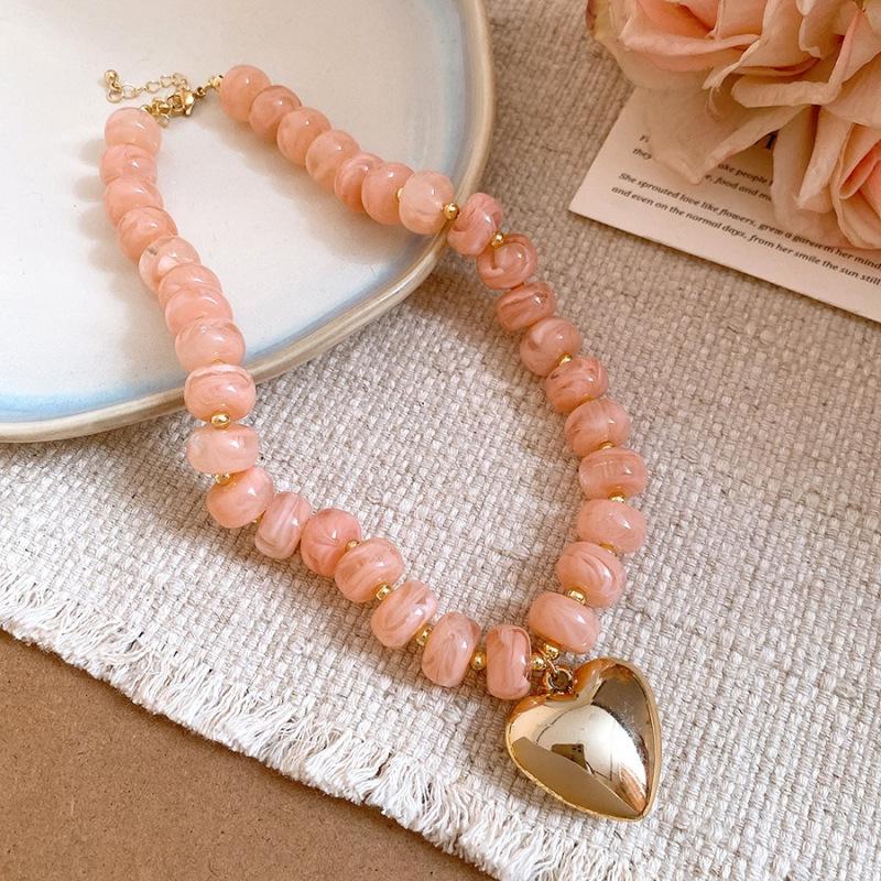 Elegant Summer Acrylic Beaded Necklace: Fashionable Round Clavicle Chain Jewelry
