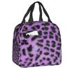 Custom Brown Animal Leopard Print Insulated Lunch Bags for Women Leopard Eyes Portable Cooler Thermal Food Lunch Box Children
