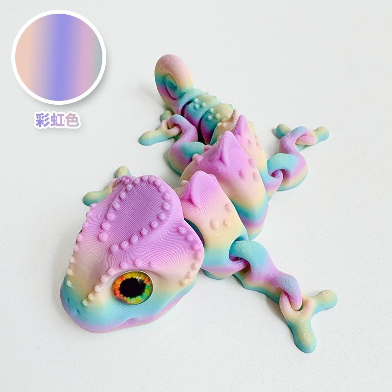 10Cm 3D Printing Chameleon Model Flexible Joints Movable Decompression Birthday Toy Simulation Animal Decoration Ornament Home