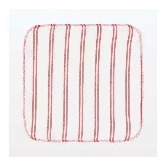 Muji Indian Cotton Yarn-Dyed Kitchen Towels, Set of 6, Red, Approx. 40x40cm, Absorbent, for Dish Wiping and Cleaning, 3 Assorted Patterns, Cotton