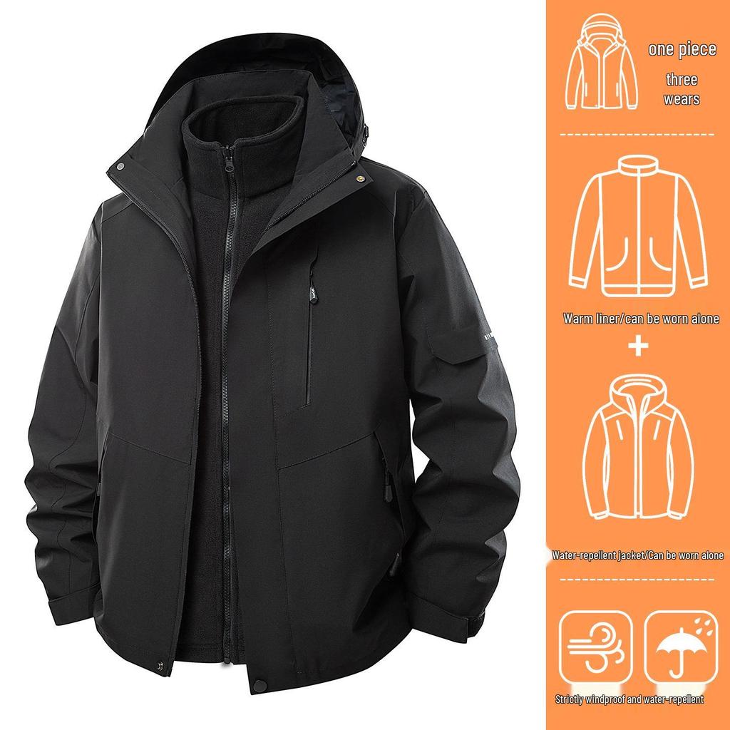 3-in-1 Men's Assault Jacket: New 2025 Autumn/Winter Outdoor Windproof, Waterproof Hooded Workwear