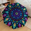 1pc Colorful Floral Mandala Pattern Umbrella with Plastic Handle,Suitable for All Seasons Home Travel Outdoor UmbrellaDD1328