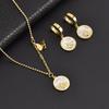 Colorfast Hypoallergenic White Shell Butterfly Necklace & Titanium Steel Earring Set for Women