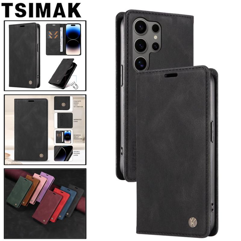Leather Case For Samsung S24 Ultra S25 Edge S23 Plus S22 S21 FE S20 + Skin Friendly Flip Wallet Cover for Galaxy A17 A 17 Fundas