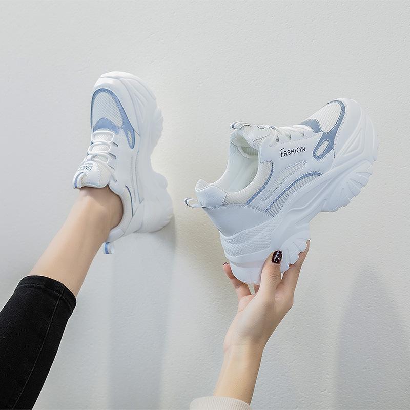 Spring 2025 Women's Height-Enhancing Dad Shoes: Korean Fashion, Thick-Sole & Heel Casual Sneakers