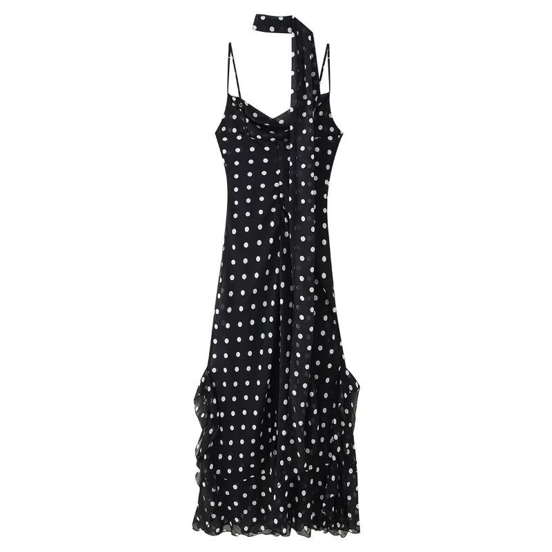 Vestito da donna a pois con bordo a balze