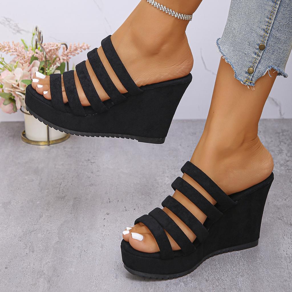 Fashion New Fashion Gold Wedge Sandals for Women Summer Braided Strap Chunky Platform Sandles Woman Thick Bottom Non Slip Beach Slippers