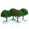 2.7 Inch Green Train Set Scenery Landscape Model Tree with Red Flowers - 20PCS