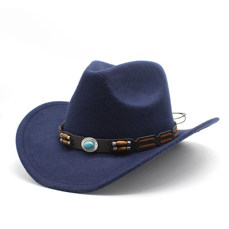 Woolen Hat Western Cowboy Hat Men'S And Women'S Couple Hat Curled Jewel Accessories