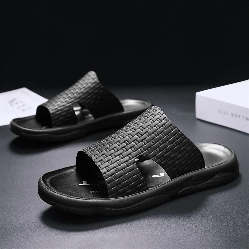

Fashion White Summer New Shoes for Men Slippers Fashion Casual Slides Comfortable Street Cool Beach Shoes Black Sandals 39 чёрный